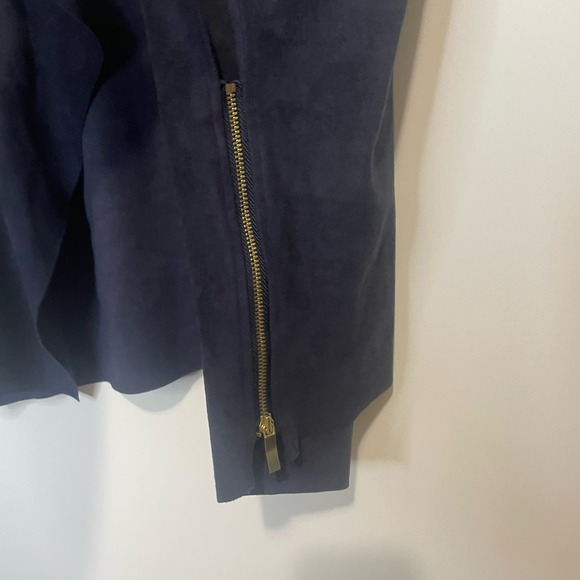 Chico's Women's Faux Suede Open Front Short Sleeve Cardigan Navy size 3 - Picture 4 of 6